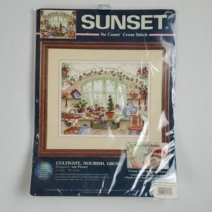 Vintage Sunset cross stitch Cultivate Nourish Grow New Craft